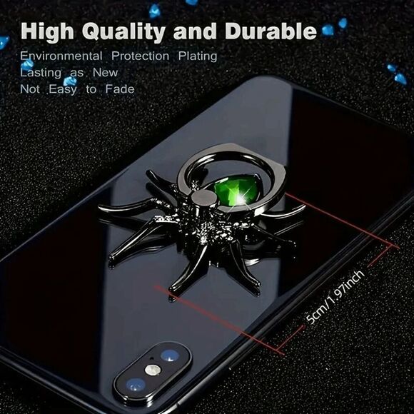 Emerald Green Crystal Diamond 360 Rotating Spider Cell Phone Ring Stand Holder - Picture 3 of 6